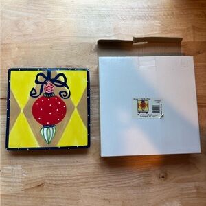 NIB Handpainted Christmas Plate/Trivet